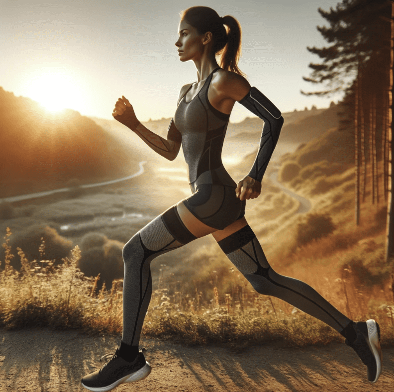 Woman running in compression gear