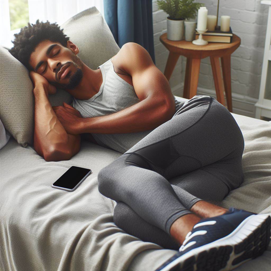 Runner sleeping on a bed